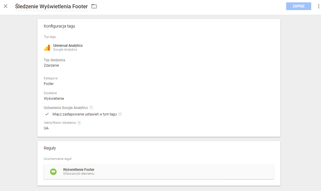 Google Tag Manager Wyświetlenia