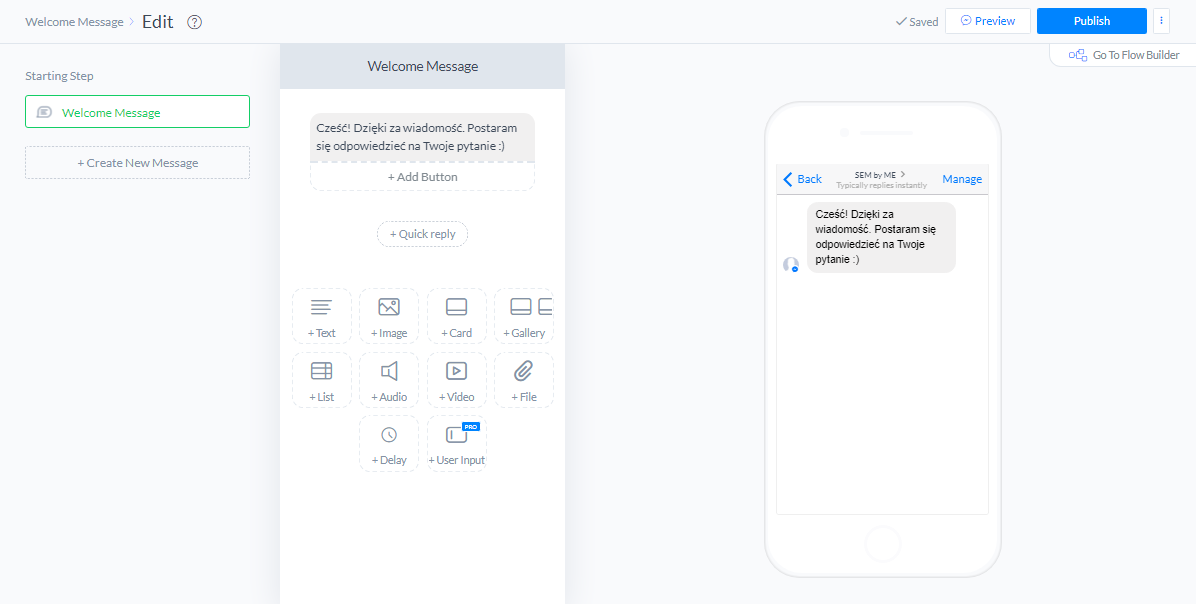 ManyChat, roboty na facebooku, messenger