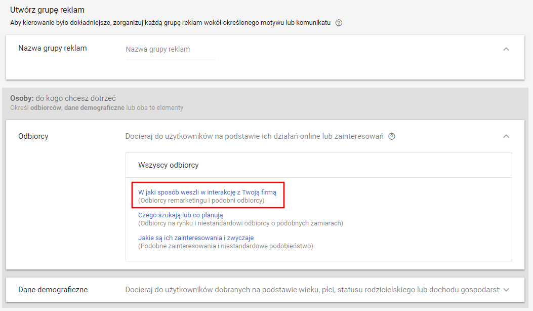 odbiorcy w remarketingu google ads