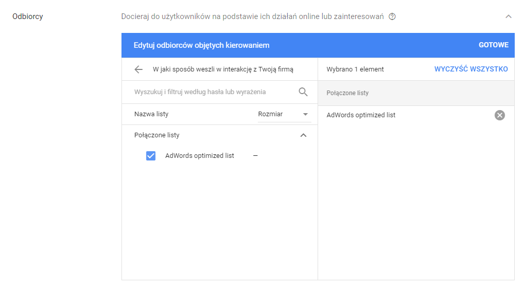 odbiorcy w remarketingu google ads