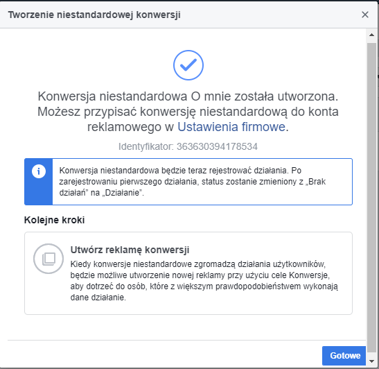 niestandardowe konwersje fb