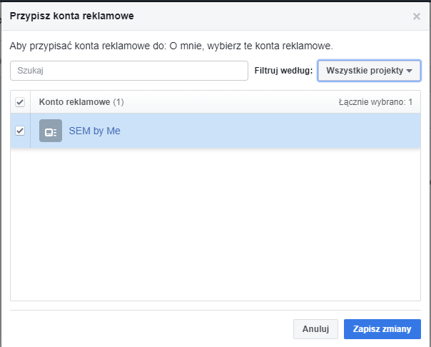 łączenie konwersji fb z kontem reklamowym